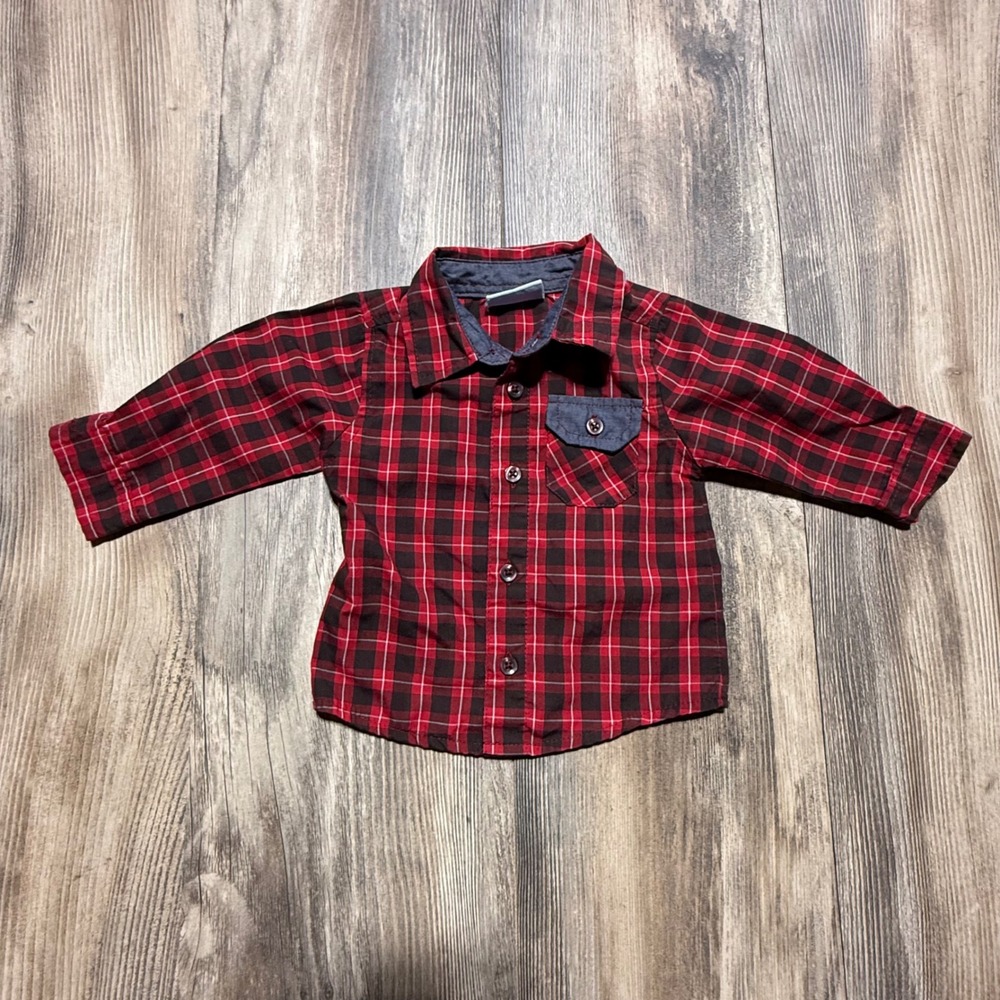 Bon Bebe Button Down Shirt Red Plaid Cabincore